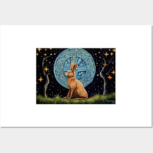 Hare, Pagan Hare, Pagan Art, Moon, Animal, Posters and Art